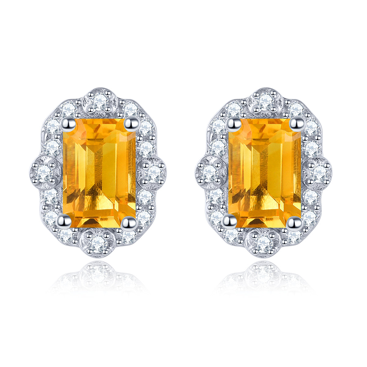 6x4mm Emerald Cut Natural Gemstone Halo Stud Earrings - Your Choice of Gemstone - Premium Jewelry from Dazzling Delights - Just $74.95! Shop now at Dazzling Delights