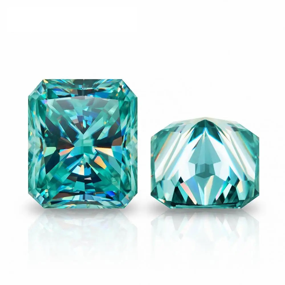 Bluish Green Radiant Cut Moissanites - Premium Jewelry from Dazzling Delights - Just $83.33! Shop now at Dazzling Delights