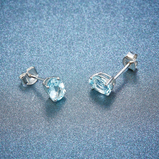 6x4mm Oval Cut Natural Aquamarine Stud Earrings - Premium Jewelry from Dazzling Delights - Just $45! Shop now at Dazzling Delights