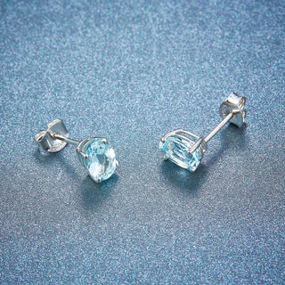 6x4mm Oval Cut Natural Aquamarine Stud Earrings - Premium Jewelry from Dazzling Delights - Just $74.95! Shop now at Dazzling Delights