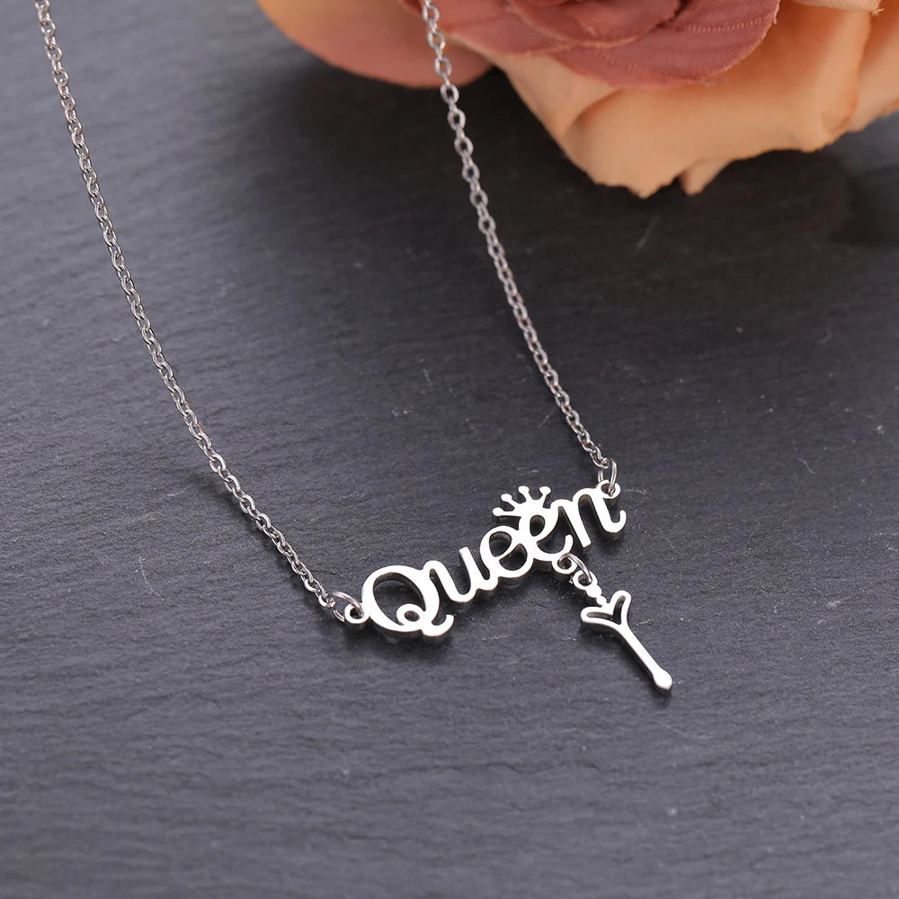 Titanium Queen Pendant Necklace - Premium Jewelry from Dazzling Delights - Just $18.71! Shop now at Dazzling Delights