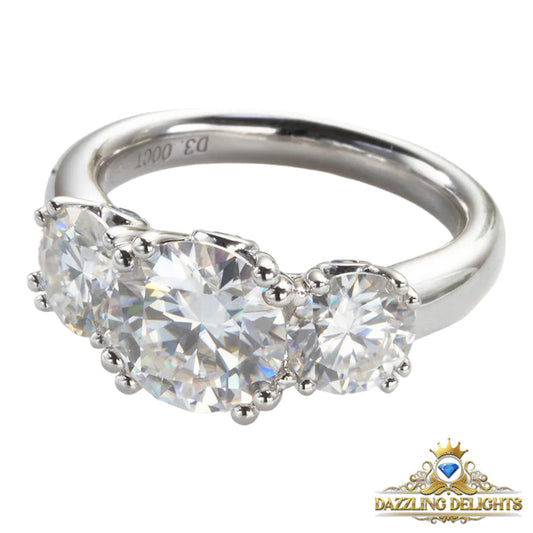 3ct Moissanite Trilogy Ring - Premium Jewelry from Dazzling Delights - Just $112.46! Shop now at Dazzling Delights