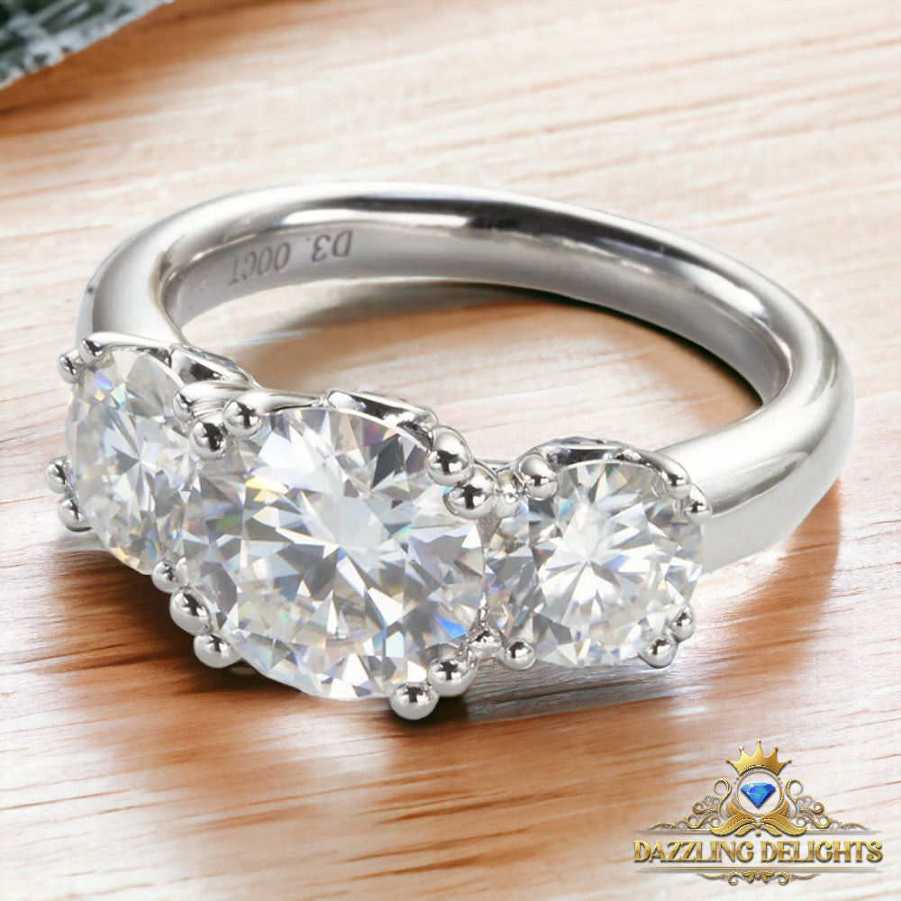 3ct Moissanite Trilogy Ring - Premium Jewelry from Dazzling Delights - Just $112.46! Shop now at Dazzling Delights