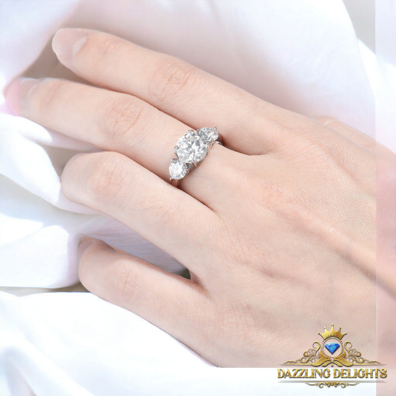 3ct Moissanite Trilogy Ring - Premium Jewelry from Dazzling Delights - Just $112.46! Shop now at Dazzling Delights