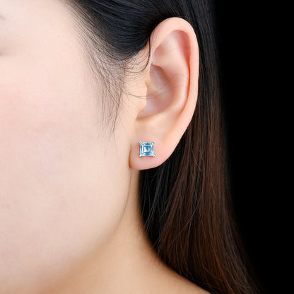 6mm Square Cut Natural Topaz Stud Earrings - Premium Jewelry from Dazzling Delights - Just $50.96! Shop now at Dazzling Delights