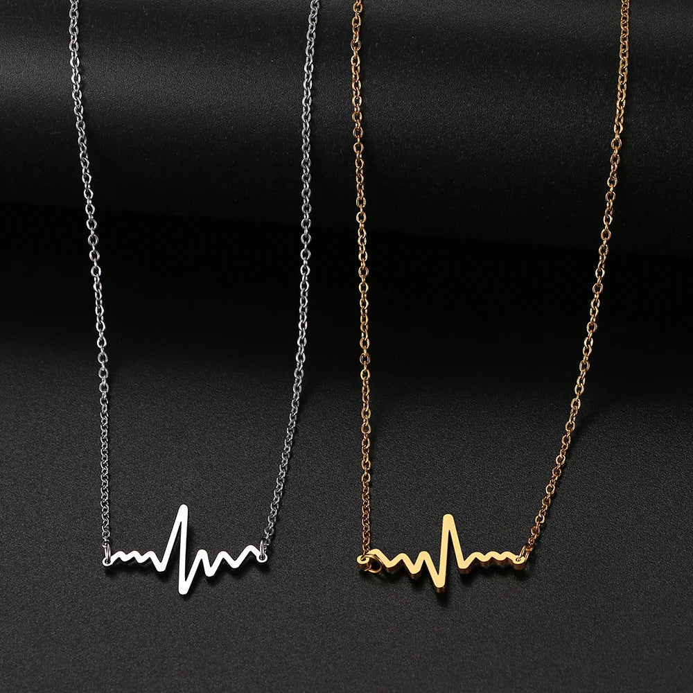 Gold Titanium Heartbeat Pendant Necklace - Premium Jewelry from Dazzling Delights - Just $22.95! Shop now at Dazzling Delights