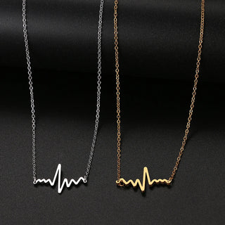 Gold Titanium Heartbeat Pendant Necklace - Premium Jewelry from Dazzling Delights - Just $13.12! Shop now at Dazzling Delights