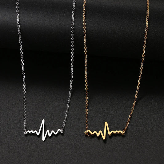 Gold Titanium Heartbeat Pendant Necklace - Premium Jewelry from Dazzling Delights - Just $17.21! Shop now at Dazzling Delights