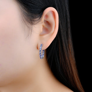4.3ct Tanzanite Sterling Silver Hoop Earrings - Premium Jewelry from Dazzling Delights - Just $102! Shop now at Dazzling Delights