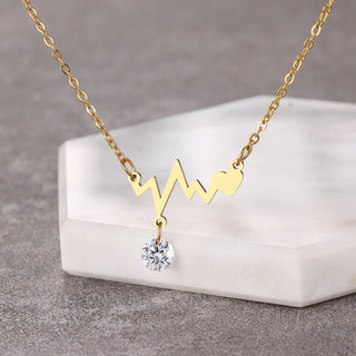 Titanium Bejewelled Heartbeat Pendant Necklace - Premium Jewelry from Dazzling Delights - Just $22.95! Shop now at Dazzling Delights