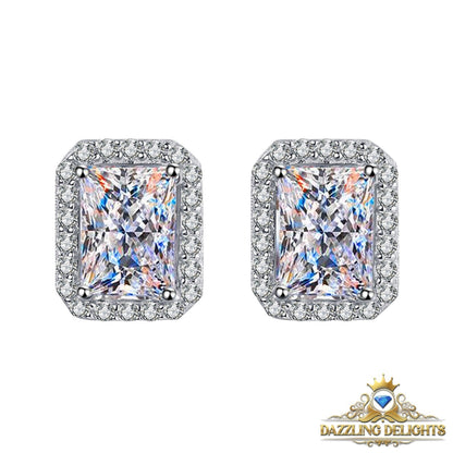 Radiant Cut Moissanite Stud Halo Earrings - Premium Jewelry from Dazzling Delights - Just $89.96! Shop now at Dazzling Delights