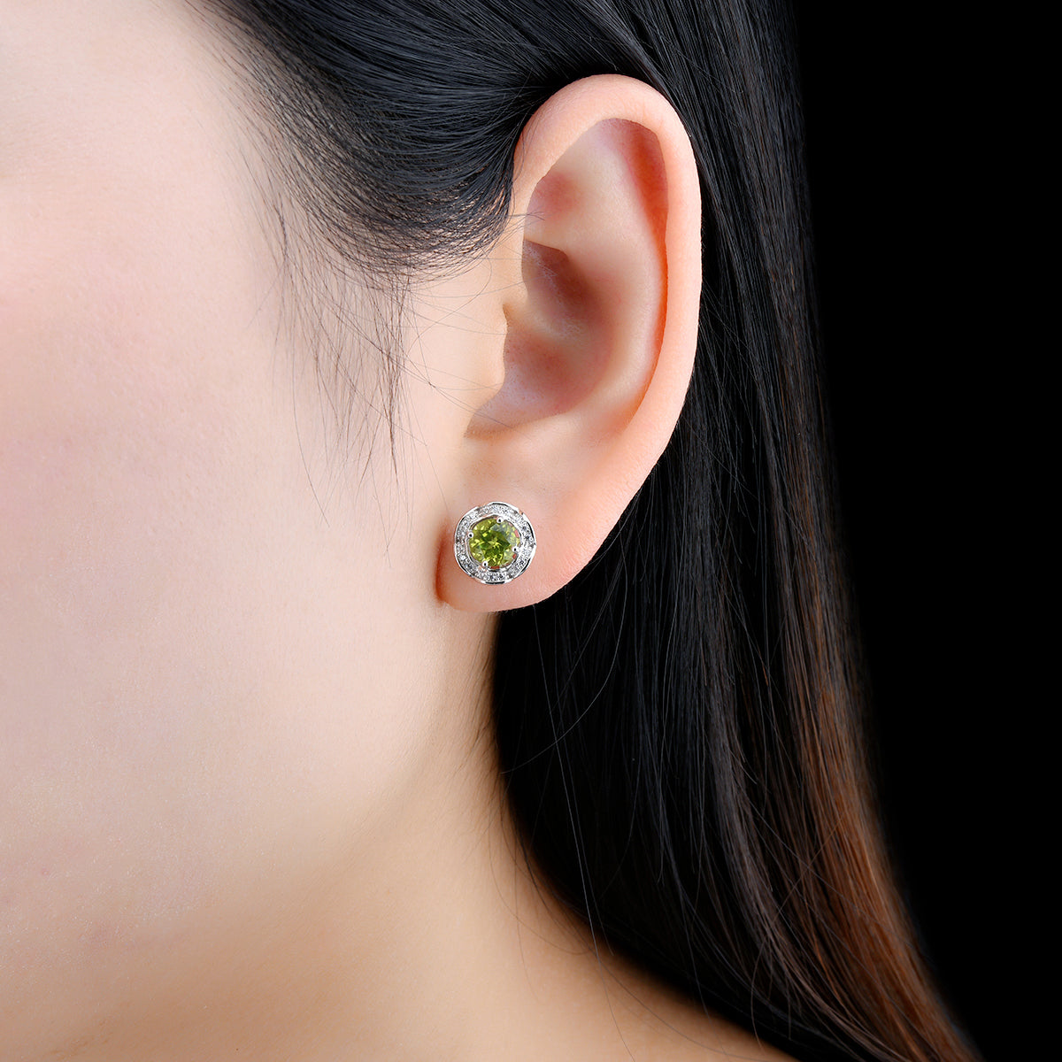 6mm Round Cut Natural Peridot Halo Stud Earrings - Premium Jewelry from Dazzling Delights - Just $73.46! Shop now at Dazzling Delights