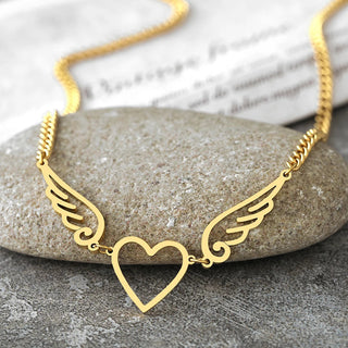 Titanium Angel Wings Heart Pendant Necklace - Premium Jewelry from Dazzling Delights - Just $16.88! Shop now at Dazzling Delights