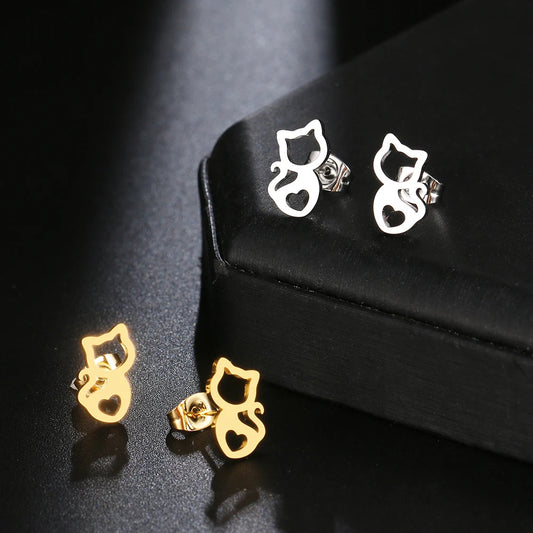 Titanium Cat Stud Earrings - Premium Jewelry from Dazzling Delights - Just $18.71! Shop now at Dazzling Delights