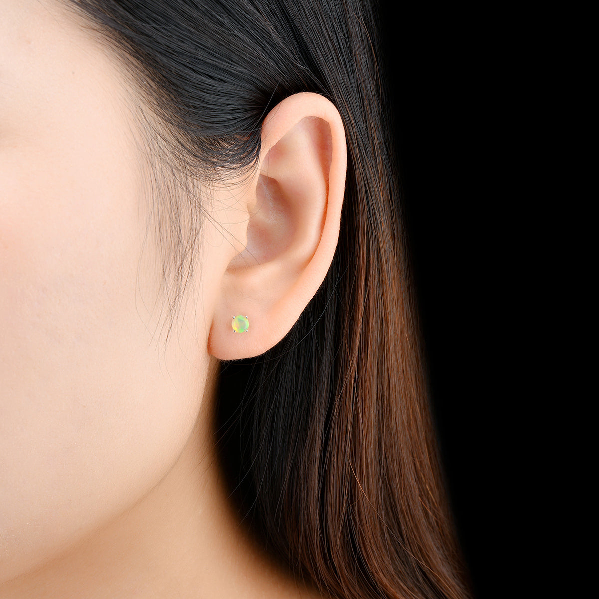 4mm Round Cut Natural Opal Stud Earrings - Premium Jewelry from Dazzling Delights - Just $50.96! Shop now at Dazzling Delights