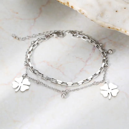 Titanium Four Leaf Clover Bracelet - Premium Jewelry from Dazzling Delights - Just $21.71! Shop now at Dazzling Delights