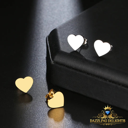 Titanium Solid Heart Stud Earrings - Premium Jewelry from Dazzling Delights - Just $17.21! Shop now at Dazzling Delights