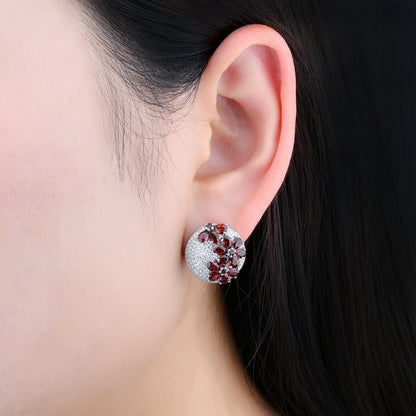 5.2 Carats Garnet Flower Earrings - Premium Jewelry from Dazzling Delights - Just $95.96! Shop now at Dazzling Delights