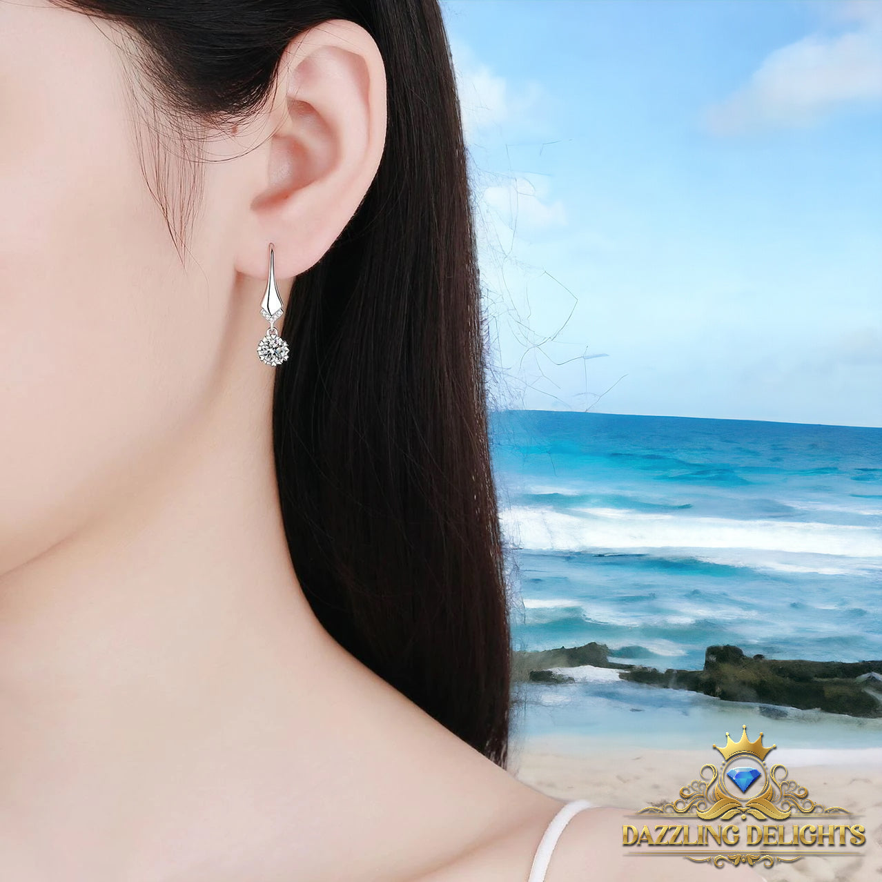 Elegant 6.5mm Moissanite Drop Earrings - Premium Jewelry from Dazzling Delights - Just $112.46! Shop now at Dazzling Delights