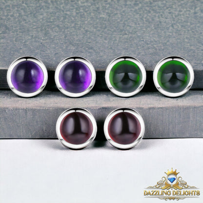 5mm Round Cabochon Cut Natural Gemstone Stud Earrings - Your Choice of Gemstone - Premium Jewelry from Dazzling Delights - Just $41.96! Shop now at Dazzling Delights