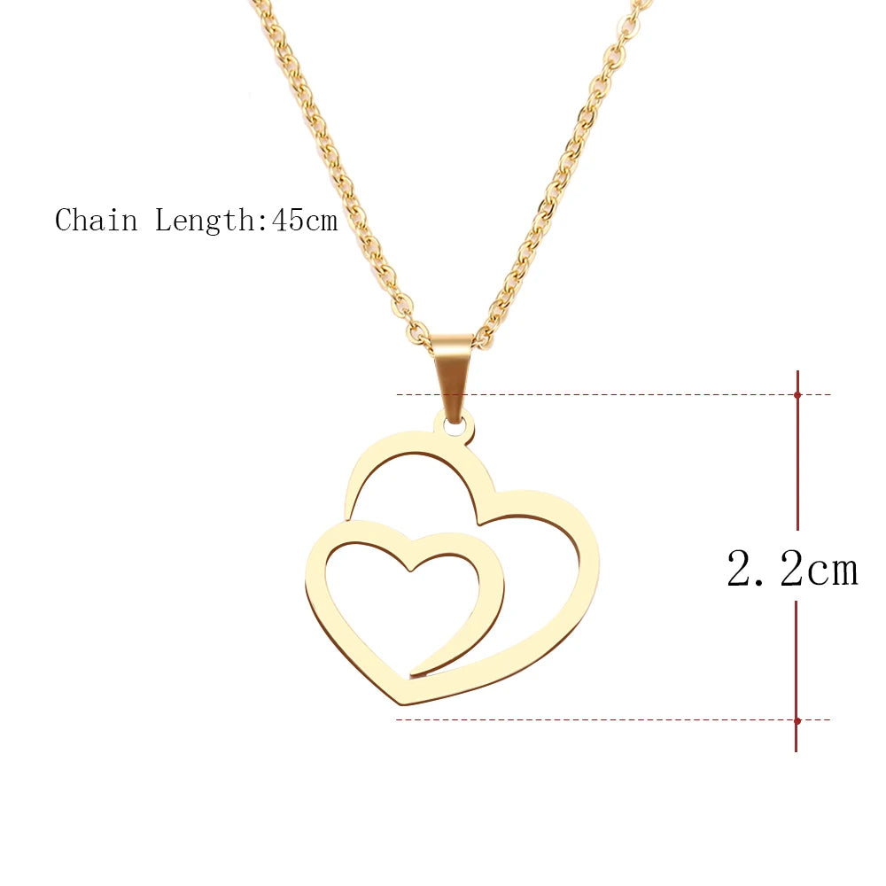 Gold Titanium Double Heart Pendant Necklace - Premium Jewelry from Dazzling Delights - Just $21.71! Shop now at Dazzling Delights