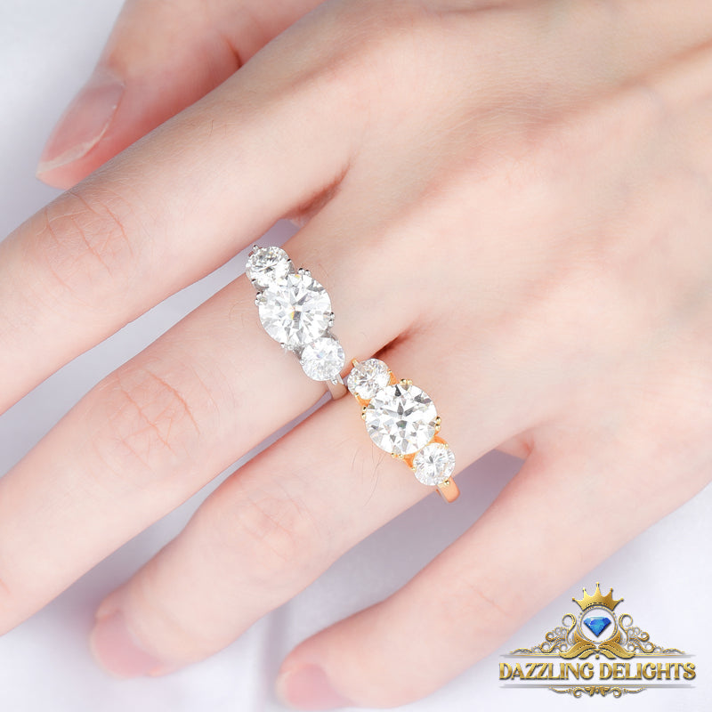 3ct Moissanite Trilogy Ring - Premium Jewelry from Dazzling Delights - Just $112.46! Shop now at Dazzling Delights