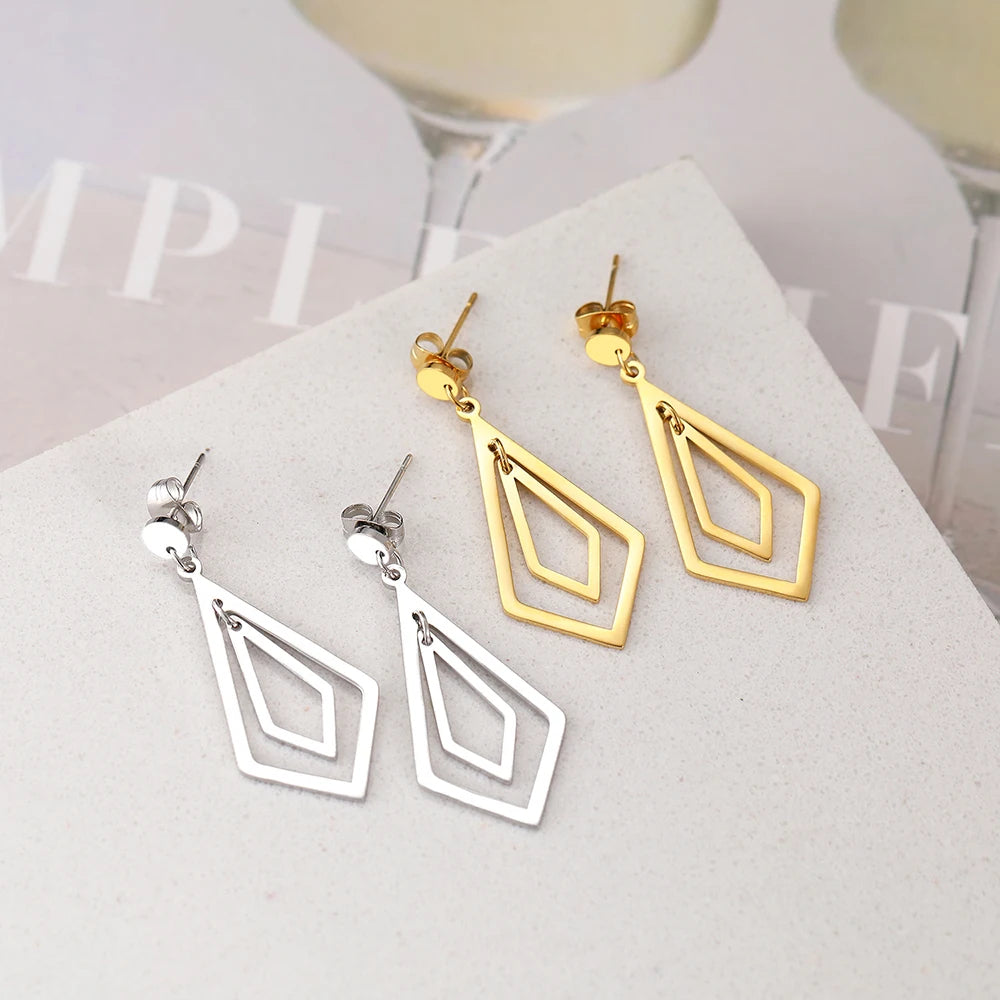 Titanium Geometric Dangle Earrings - Premium Jewelry from Dazzling Delights - Just $18.71! Shop now at Dazzling Delights