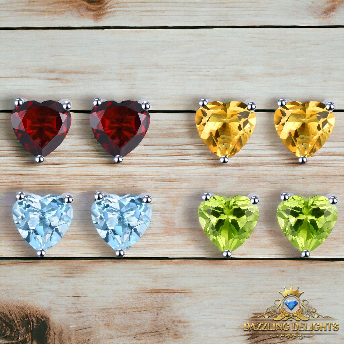 6x6mm Heart Cut Natural Gemstone Stud Earrings - Your Choice of Gemstone - Premium Jewelry from Dazzling Delights - Just $44.96! Shop now at Dazzling Delights