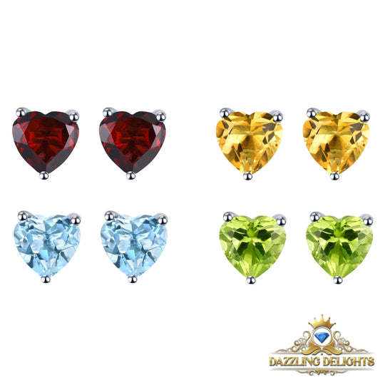 6x6mm Heart Cut Natural Gemstone Stud Earrings - Your Choice of Gemstone - Premium Jewelry from Dazzling Delights - Just $44.96! Shop now at Dazzling Delights