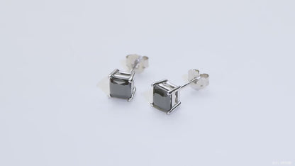 Princess Cut Black Moissanite Stud Earrings