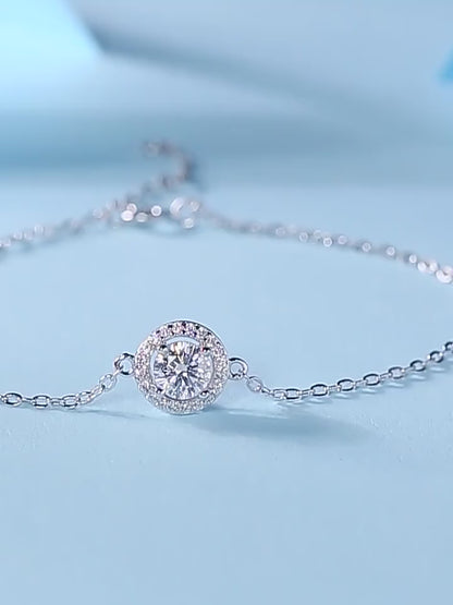 6.5mm Round Brilliant Cut Moissanite Halo Bracelet