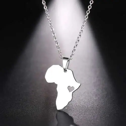 Silver Titanium Love Africa Pendant Necklace - Premium Jewelry from Dazzling Delights - Just $21.71! Shop now at Dazzling Delights