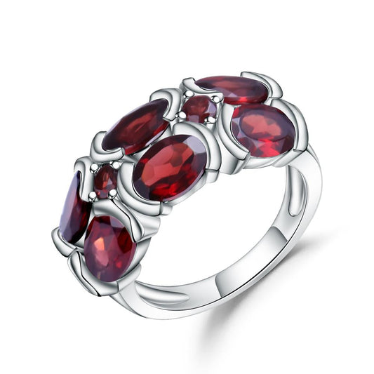 "The Garnet Gala" Natural Oval and Round Cut Rhodolite Garnet Ring - Premium Jewelry from Dazzling Delights - Just $80.21! Shop now at Dazzling Delights