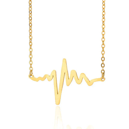 Gold Titanium Heartbeat Pendant Necklace - Premium Jewelry from Dazzling Delights - Just $22.95! Shop now at Dazzling Delights