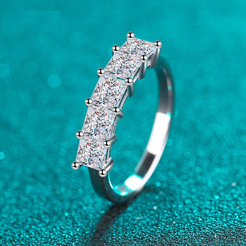 2ct 5 Stone Princess Cut Moissanite Half Eternity Ring - Premium Jewelry from Dazzling Delights - Just $122.21! Shop now at Dazzling Delights