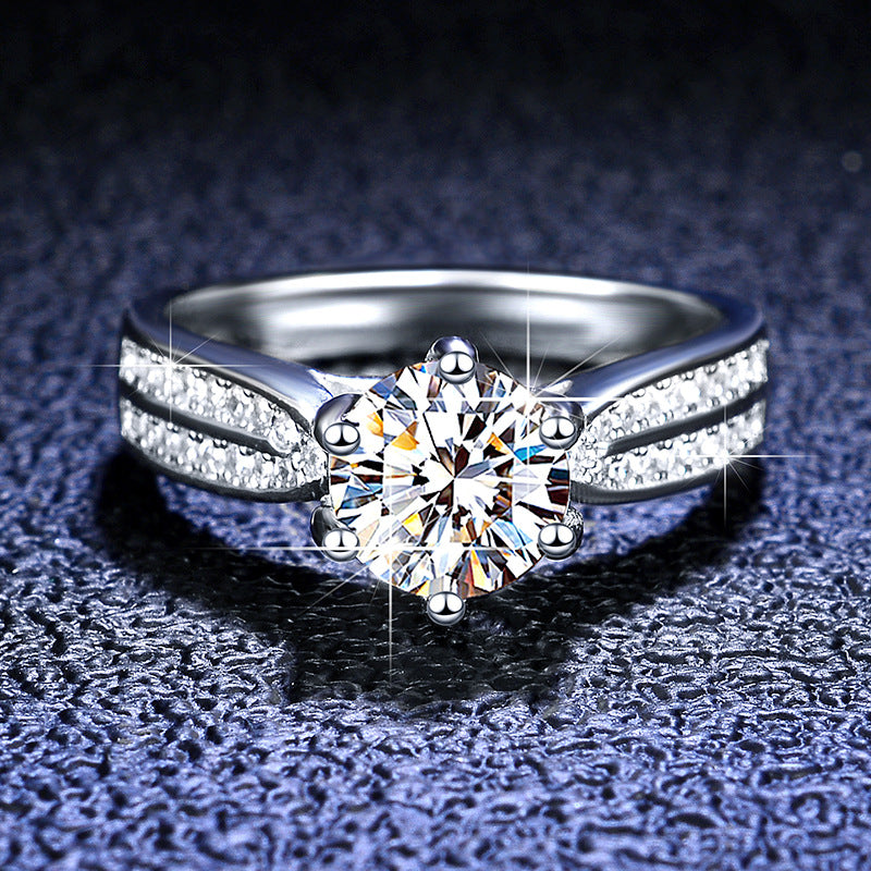 Round Brilliant Cut Moissanite Split Band Ring - Premium Jewelry from Dazzling Delights - Just $64.46! Shop now at Dazzling Delights