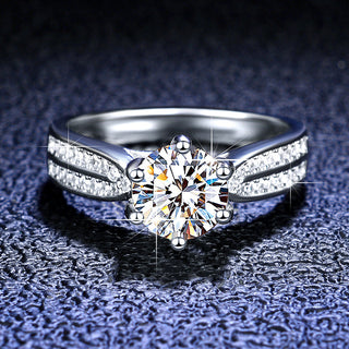 Round Brilliant Cut Moissanite Split Band Ring - Premium Jewelry from Dazzling Delights - Just $52.50! Shop now at Dazzling Delights