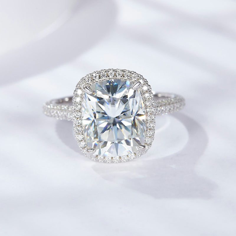 5ct Cushion Cut Moissanite Halo Ring - Premium Jewelry from Dazzling Delights - Just $304.46! Shop now at Dazzling Delights