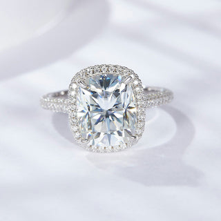 5ct Cushion Cut Moissanite Halo Ring - Premium Jewelry from Dazzling Delights - Just $405.95! Shop now at Dazzling Delights