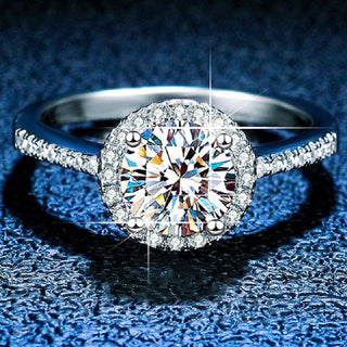 Round Brilliant Cut Moissanite Halo Ring - Premium Jewelry from Dazzling Delights - Just $52.50! Shop now at Dazzling Delights