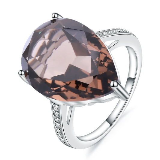 "The Mocha Mirage" 10.6ct Pear Cut Smoky Quartz Ring - Premium Jewelry from Dazzling Delights - Just $69.71! Shop now at Dazzling Delights