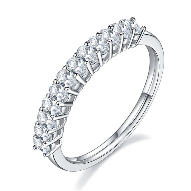 1ct Oval Cut Moissanite Half Eternity Ring - Premium Jewelry from Dazzling Delights - Just $112.46! Shop now at Dazzling Delights