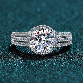 Round Brilliant Cut Moissanite Tri-Band Halo Ring - Premium Jewelry from Dazzling Delights - Just $73.50! Shop now at Dazzling Delights