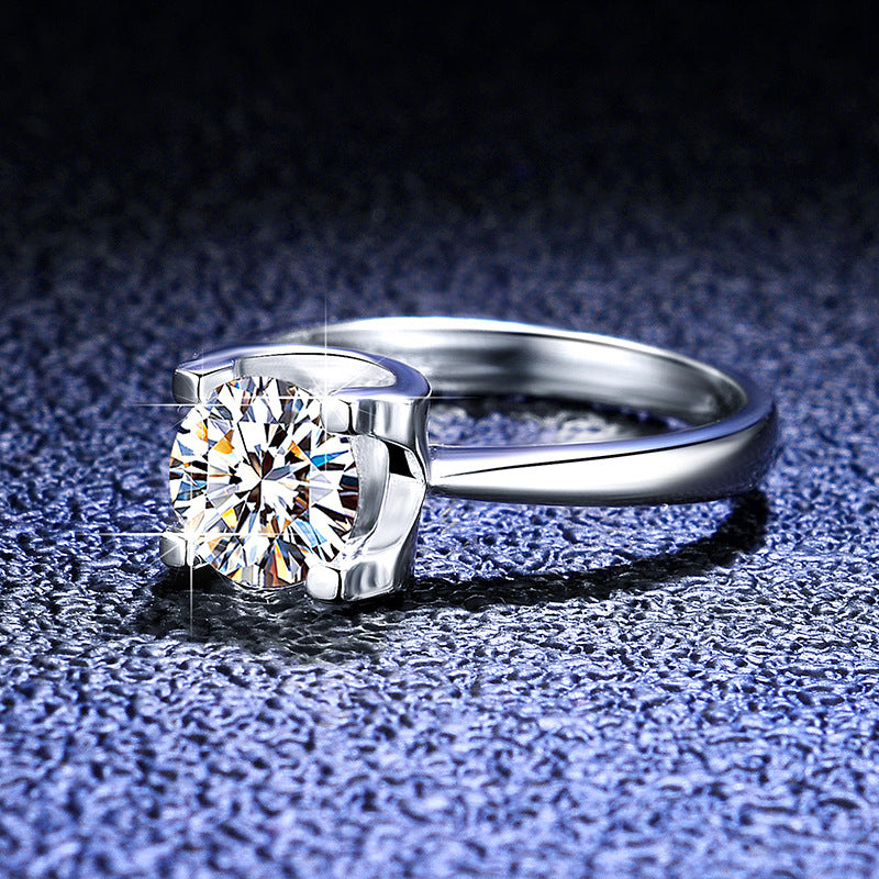 4 Corner Prong Open Setting Solitaire Moissanite Engagement Ring - Premium Jewelry from Dazzling Delights - Just $64.46! Shop now at Dazzling Delights