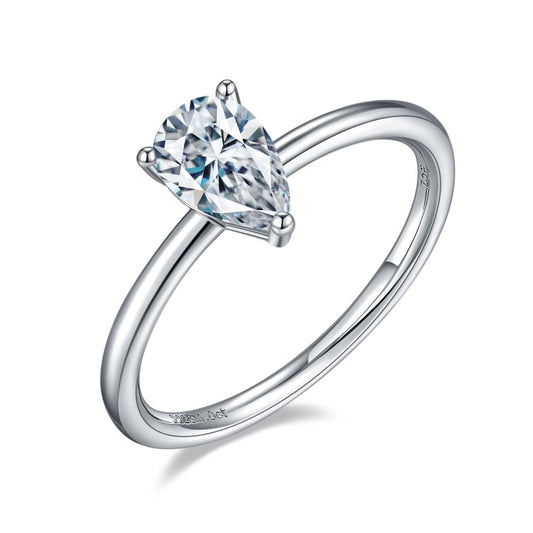 Pear Cut Solitaire Moissanite Engagement Ring - Premium Jewelry from Dazzling Delights - Just $96.71! Shop now at Dazzling Delights