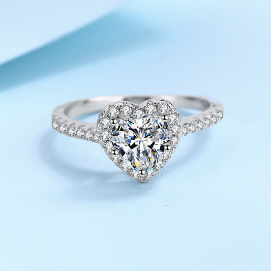 Heart Cut Moissanite Halo Ring - Premium Jewelry from Dazzling Delights - Just $89.96! Shop now at Dazzling Delights