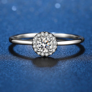 4mm Round Brilliant Cut Halo Ring - Premium Jewelry from Dazzling Delights - Just $64.95! Shop now at Dazzling Delights