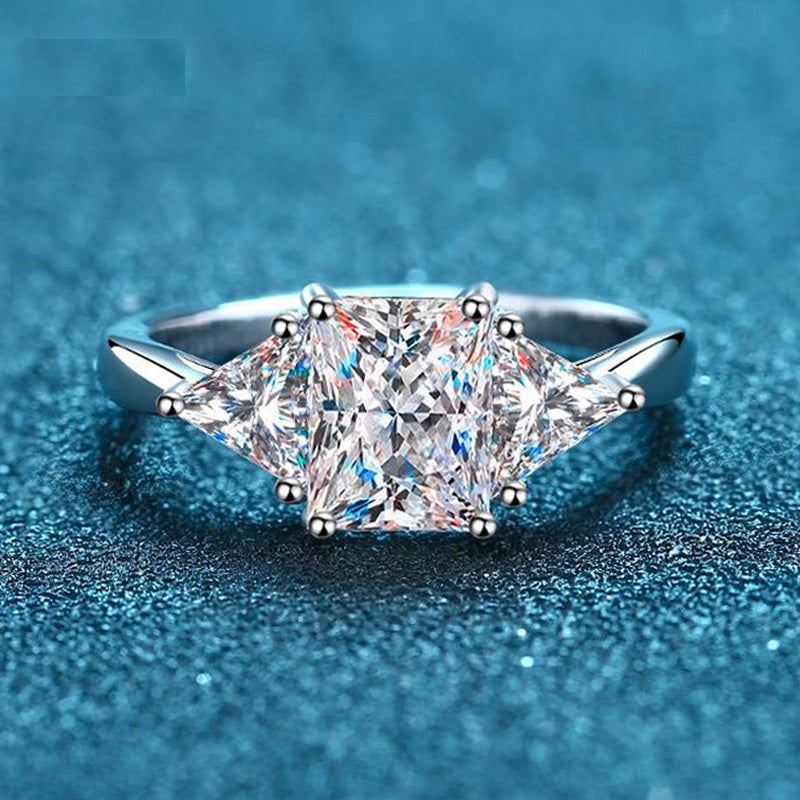 3ct Radiant and Trillion Cut Moissanite Trilogy Ring - Premium Jewelry from Dazzling Delights - Just $154.46! Shop now at Dazzling Delights