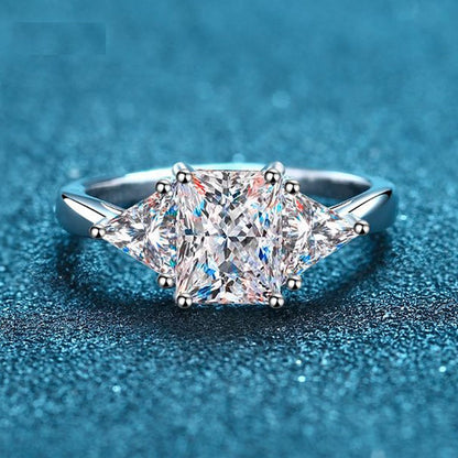 3ct Radiant and Trillion Cut Moissanite Trilogy Ring - Premium Jewelry from Dazzling Delights - Just $154.46! Shop now at Dazzling Delights