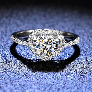 Round Brilliant Cut Moissanite Heart Halo Ring - Premium Jewelry from Dazzling Delights - Just $107.95! Shop now at Dazzling Delights